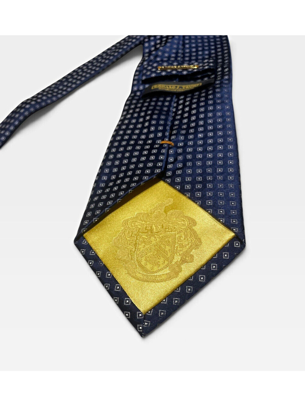 Donald J. Trump Signature Collection Men's Tie Blue Silver Geometric 100% Silk